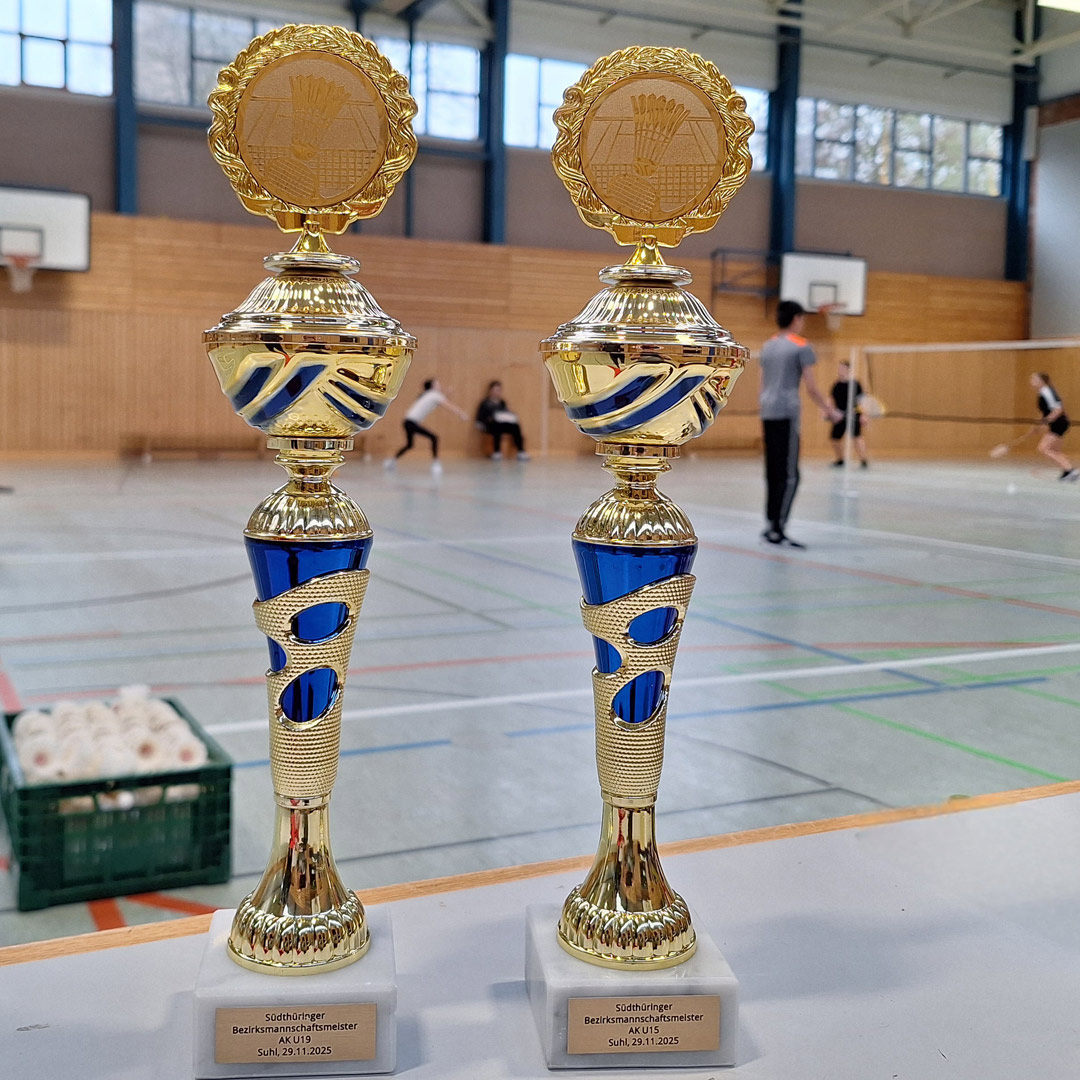 Auf dem Foto sind zwei Pokale zu sehen.